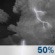 Thursday Night: A chance of showers and thunderstorms. Mostly cloudy, with a low around 73. Chance of precipitation is 50%. Thursday Night: Chance Showers And Thunderstorms